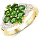 14K Yellow Gold Plated 1.26 Carat Genuine Chrome Diopside .925 Sterling Silver Ring-1