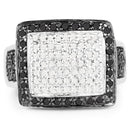0.61 Carat Genuine Black Diamond and White Diamond .925 Sterling Silver Ring-3