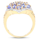 14K Yellow Gold Plated 2.38 Carat Genuine Tanzanite .925 Sterling Silver Ring-2