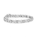 .925 Sterling Silver 1.0 Cttw Round-Brilliant and Baguette Cut Diamond Miracle-Set X-Link 7" Tennis Bracelet (I-J Color, I2-I3 Clarity)-1