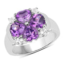 3.12 Carat Genuine Amethyst and White Topaz .925 Sterling Silver Ring-1