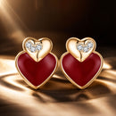 925 Sterling Silver Earrings with Enamel Finish and Pavé Setting in Rose Gold-1