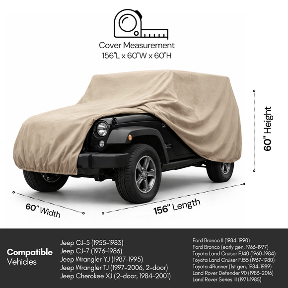 Jeep Cover for 1976–2006 – Water Resistant Taupe