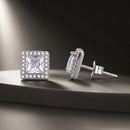 925 Sterling Silver Earrings with Pavé Setting CZ and Platinum Plating.-2