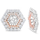 14K Rose and White Gold 1 7/8 Cttw Round Diamond Double Halo Earring Jacket for 6mm Round Studs (G-H Color, VS2-SI1 Clarity)-3