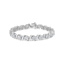14K White Gold 7 3/8 Cttw Round Brilliant Diamond Floral Cluster and S Link Bracelet (H-I Color, SI2-I1 Clarity) - 7" Inches-1