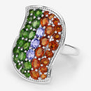 4.18 Carat Genuine Multi Stones .925 Sterling Silver Ring-4