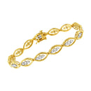 10K Yellow Gold Plated .925 Sterling Silver 1 cttw Prong Set Round-Cut Diamond Link Bracelet (J-K Color, I1-I2 Clarity) - 7.25"-4