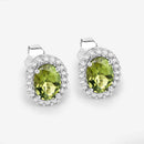 1.92 Carat Genuine Green Tourmaline and White Diamond 14K White Gold Earrings-3