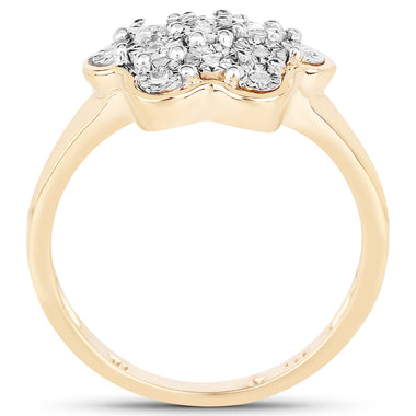 14K Yellow Gold Plated 0.07 Carat Genuine White Diamond .925 Sterling Silver Ring - 0