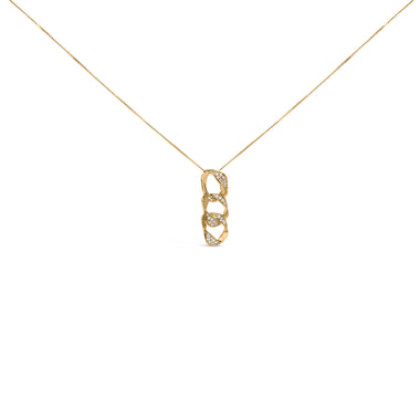 14K Yellow Gold Plated .925 Sterling Silver 1/6 Cttw Diamond Interlocking Triple Asymmetric Circle Hoop 18" Pendant Necklace (H-I Color, I1-I2 Clarity) - 0