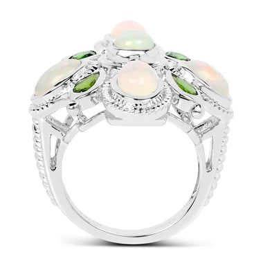 2.97 Carat Genuine Ethiopian Opal And Chrome Diopside .925 Sterling Silver Ring - 0