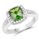 1.67 Carat Genuine Chrome Diopside & White Topaz .925 Sterling Silver Ring-1