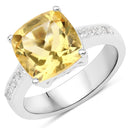 4.12 Carat Genuine Citrine and White Topaz .925 Sterling Silver Ring-1