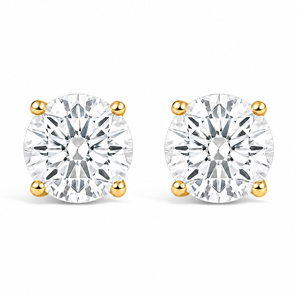IGI Certified 14K Yellow Gold 1.00 Cttw Round Lab Grown Diamond Solitaire Stud Earrings