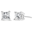 AGS Certified 18K White Gold 1.0 Cttw 4-Prong Set Princess-Cut Solitaire Diamond Screw Back Stud Earrings (E-F Color, SI2-I1 Clarity)-5