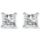 AGS Certified 14k White Gold 1.0 Cttw 4-Prong Set Princess-Cut Solitaire Diamond Push Back Stud Earrings for Women (E-F Color, I1-I2 Clarity)-6