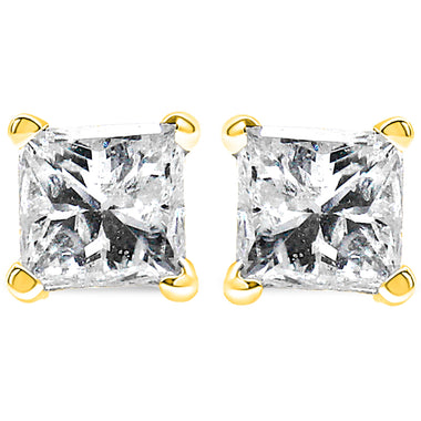 IGI Certified 14K Yellow Gold 1/4 Cttw Princess-Cut Diamond Solitaire Stud Earrings - 0