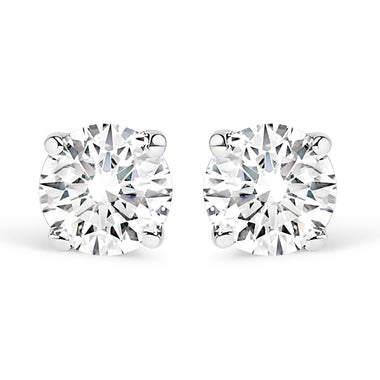 14K White Gold 1/2 Cttw Round Lab Grown Diamond Solitaire Stud Earrings - 0
