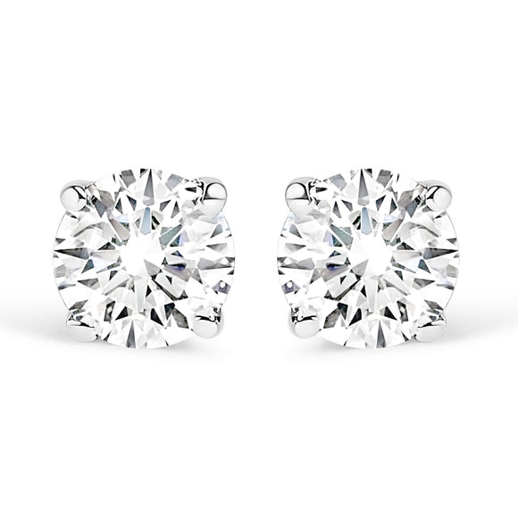 AGS Certified 14K White Gold 1.0 cttw 4-Prong Set Brilliant Round-Cut Solitaire Diamond Push Back Stud Earrings (F-G Color, I1-I2 Clarity)