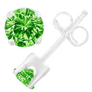 .925 Sterling Silver 1/5 Cttw Round Brilliant-Cut Green Diamond Classic 4-Prong Stud Earrings (Fancy Color-Enhanced, I2-I3 Clarity)-5