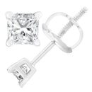 AGS Certified 18K White Gold 1.0 Cttw 4-Prong Set Princess-Cut Solitaire Diamond Screw Back Stud Earrings (E-F Color, SI2-I1 Clarity)-6
