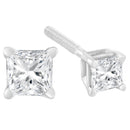 AGS Certified 18K White Gold 1.0 Cttw 4-Prong Set Princess-Cut Solitaire Diamond Screw Back Stud Earrings (E-F Color, SI2-I1 Clarity)-7
