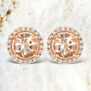 0.93 Carat Genuine Morganite and White Diamond 14K Rose Gold Earrings-1