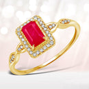 0.75 Carat Genuine Ruby and White Diamond 14K Yellow Gold Ring-1