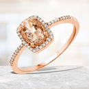 0.83 Carat Genuine Morganite and White Diamond 10K Rose Gold Ring-2
