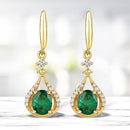 0.70 Carat Genuine Zambian Emerald and White Diamond 14K Yellow Gold Earrings-1