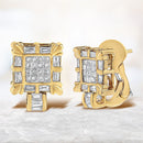 14K Yellow Gold 7/8 Cttw Princess and Baguette-Cut Diamond Square Framed Huggie Hoop Omega Earrings (H-I Color, SI1-SI2 Clarity)-1