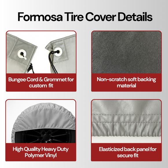 Deluxe tire/wheel covers fits tire 36.5"- 41" dia. for RV's, Travel Trailers, Toy Haulers, 5th wheel trailers, Truck, Van, SUV (Set of 4)