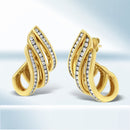 10K Yellow Gold 1.0 Cttw Round Brilliant Cut Diamond Spiral Multi Row Channel Set Open Hoop Pushback Stud Earrings (H-I Color, I1-I2 Clarity)-1