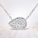 14K White Gold 1/4 Cttw Round Diamond Composite Teardrop Shape 18" Pendant Necklace - (G-H Color, SI2-I1 Clarity)-1