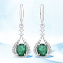0.70 Carat Genuine Zambian Emerald and White Diamond 14K White Gold Earrings-1