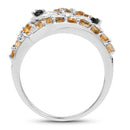 1.00 Carat Genuine Citrine & Black Spinel .925 Sterling Silver Ring-2