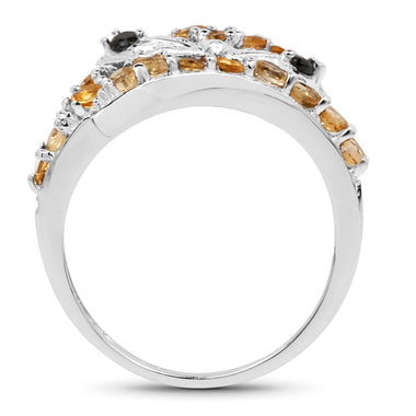 1.00 Carat Genuine Citrine & Black Spinel .925 Sterling Silver Ring - 0