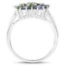 2.03 Carat Genuine Tanzanite and Chrome Diopside .925 Sterling Silver Ring-2
