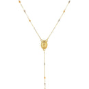 14k Tri Color Gold Lariat Rosary Necklace-2