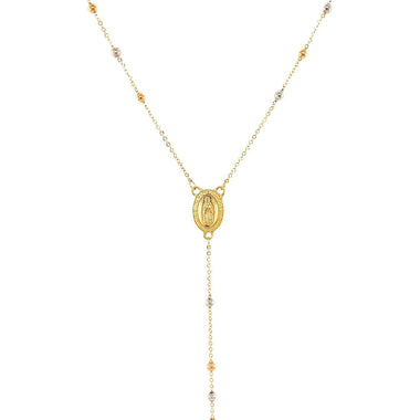 14k Tri Color Gold Lariat Rosary Necklace - 0