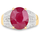 14K Yellow Gold Plated 5.49 Carat Glass Filled Ruby and White Topaz .925 Sterling Silver Ring-4