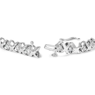 10K White Gold 1 1/2 Cttw Diamond Alternating Diamond and X-Link 7.5" Tennis Bracelet (H-I Color, I2-I3 Clarity) - 0