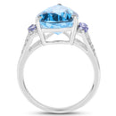 6.86 Carat Genuine Swiss Blue Topaz, Tanzanite & White Topaz .925 Sterling Silver Ring-2