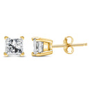 AGS Certified 14k Yellow Gold 1/4 Cttw 4-Prong Set Princess-Cut Solitaire Diamond Push Back Stud Earrings (H-I Color, SI1-SI2 Clarity)-2