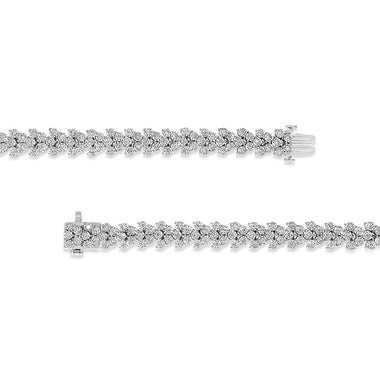 .925 Sterling Silver 2.00 Cttw Miracle Set Diamond Laurel Wreath Link Bracelet (I-J color, I3 clarity) - 7.25" - 0