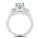 2.28 Carat Genuine Blue Topaz and White Topaz .925 Sterling Silver Ring-2