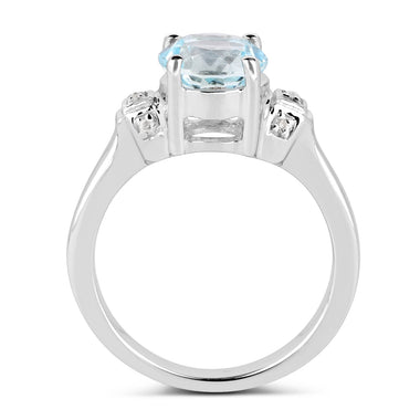 2.28 Carat Genuine Blue Topaz and White Topaz .925 Sterling Silver Ring - 0