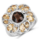 3.46 Carat Genuine Smoky Quartz & Citrine .925 Sterling Silver Ring-1