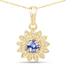0.31 Carat Genuine Tanzanite and White Diamond 14K Yellow Gold Pendant-2